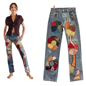 Free People X Levi's Rialto Embroidered Jeans Project Sz 29